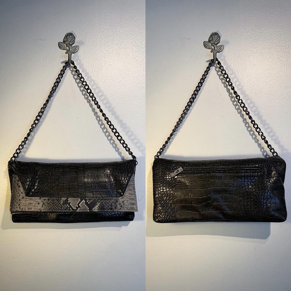 Grey Snakeskin Sondra Roberts Shoulder Bag
